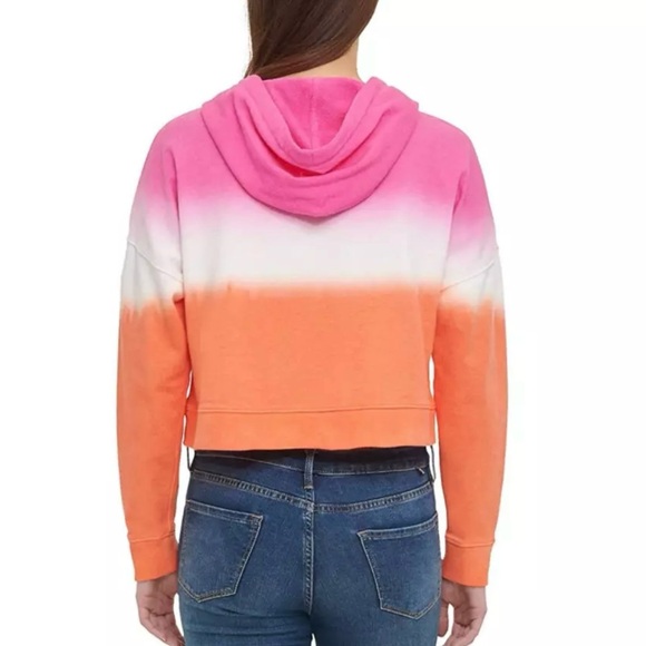 NEW Calvin Klein Jeans Woman’s Hoodie Tie-Dye Block Crop - Picture 2 of 8